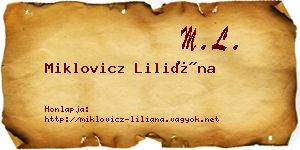 Miklovicz Liliána névjegykártya